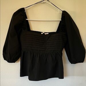 NWT Francesca's Collections Black Puff Sleeve Blouse